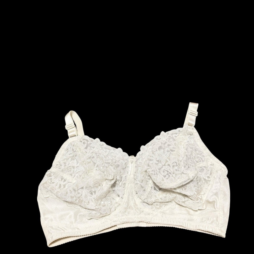 Wacoal 85219 Ivory Wire Free Semi Sheer Bra Bow & Bead Accent Preowned - Picture 2 of 7